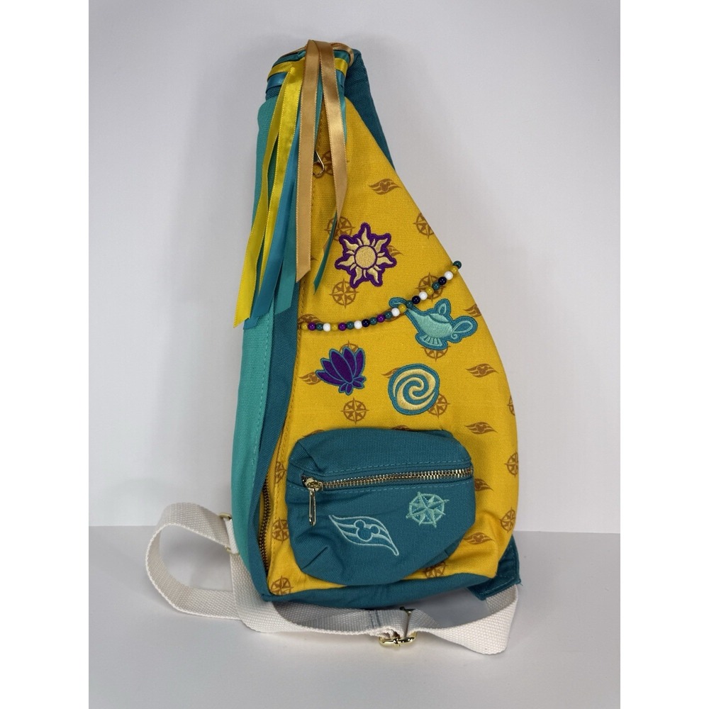 Disney Cruise Line Adventure Tea Party Sling Bag Backpack Teal Yellow